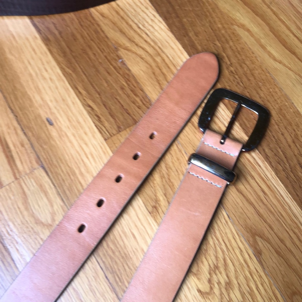 Light Brown leather gap belt with brass buckle